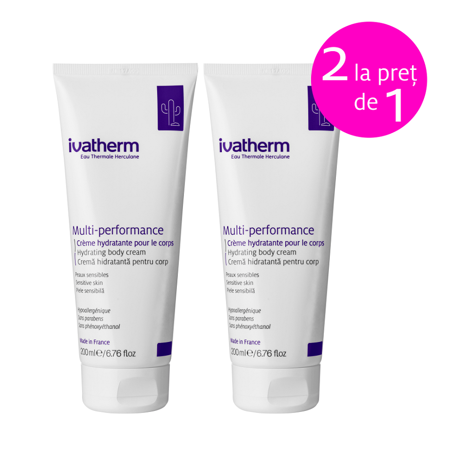 Pachet Crema hidratanta pentru corp Multi-performance, 200 ml + 200 ml, Ivatherm